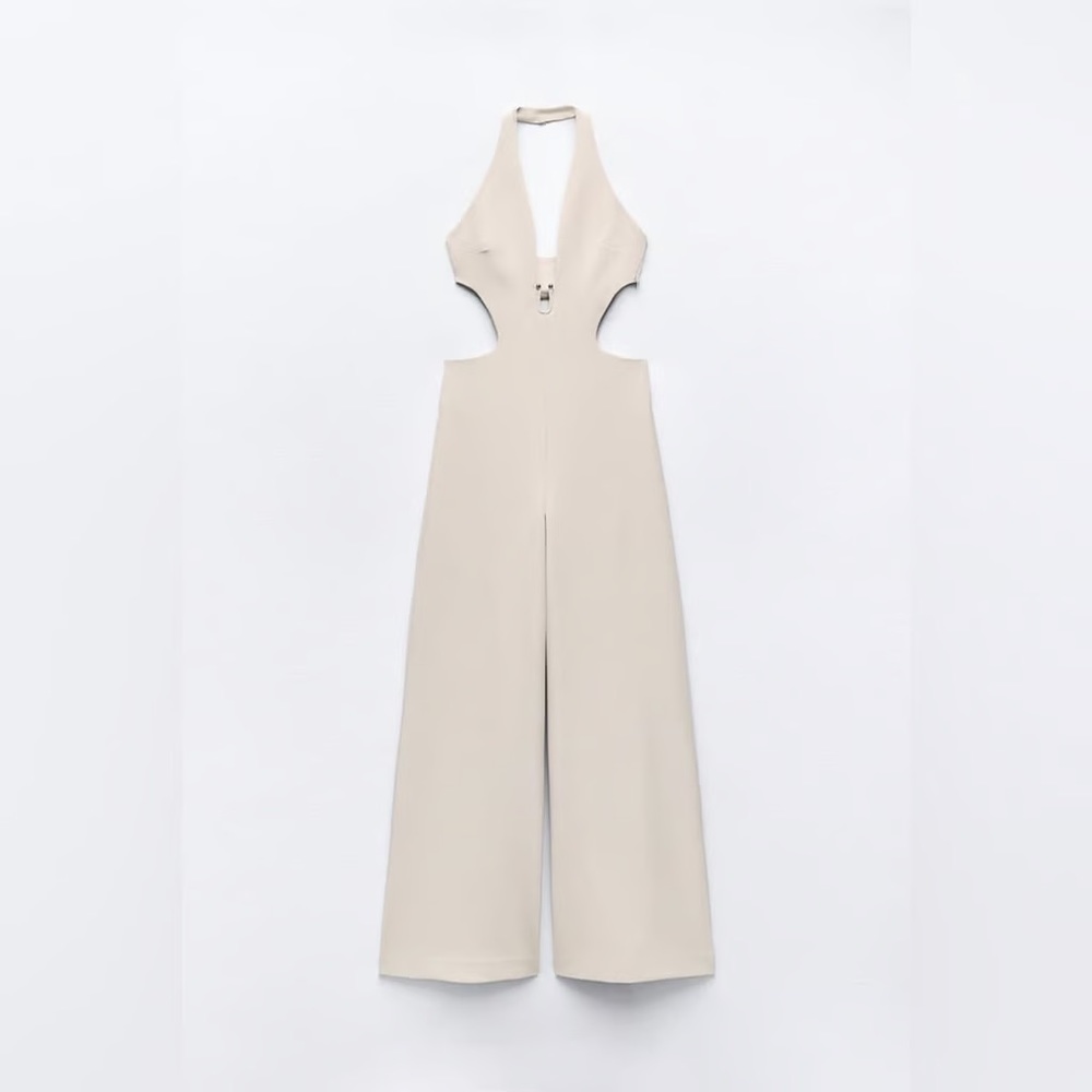 NWT ZARA LONG HALTER JUMPSUIT
